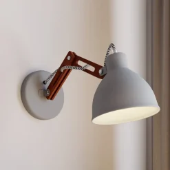 Wandlamp Skansen, houten arm verstelbaar, grijs