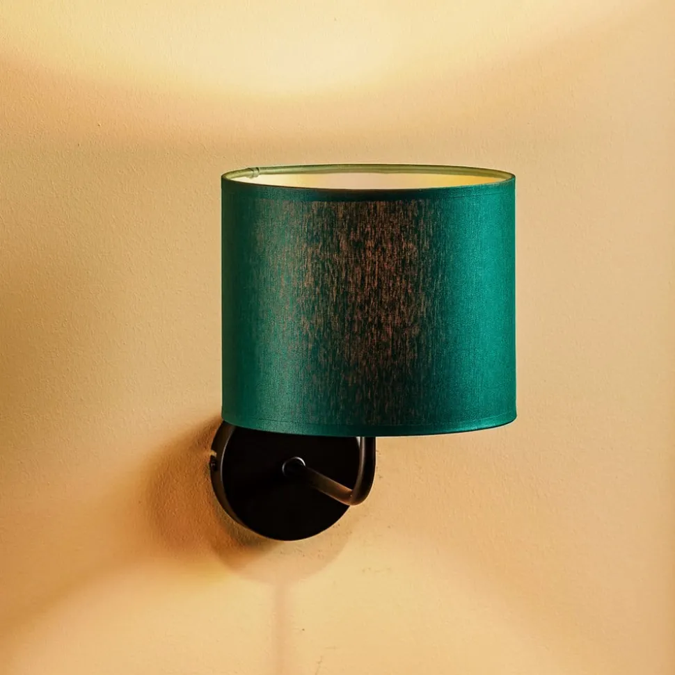 Wandlamp Soho, cilindrisch, groen/goud