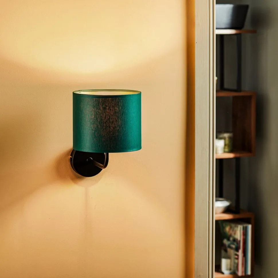 Wandlamp Soho, cilindrisch, groen/goud