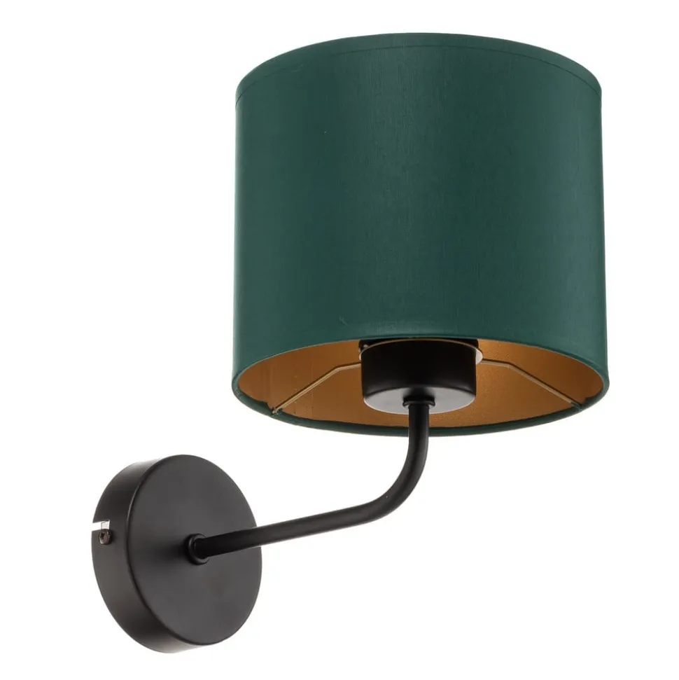 Wandlamp Soho, cilindrisch, groen/goud