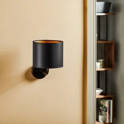 Wandlamp Soho cilindrisch zwart/goud