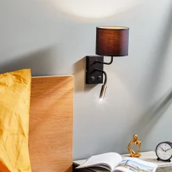 Wandlamp Soho cilindrisch leeslampje zwart/goud