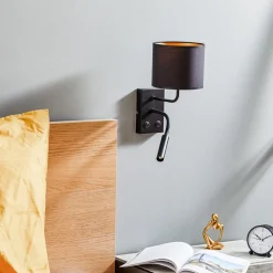 Wandlamp Soho cilindrisch leeslampje zwart/goud