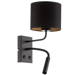 Wandlamp Soho cilindrisch leeslampje zwart/goud