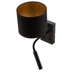 Wandlamp Soho cilindrisch leeslampje zwart/goud