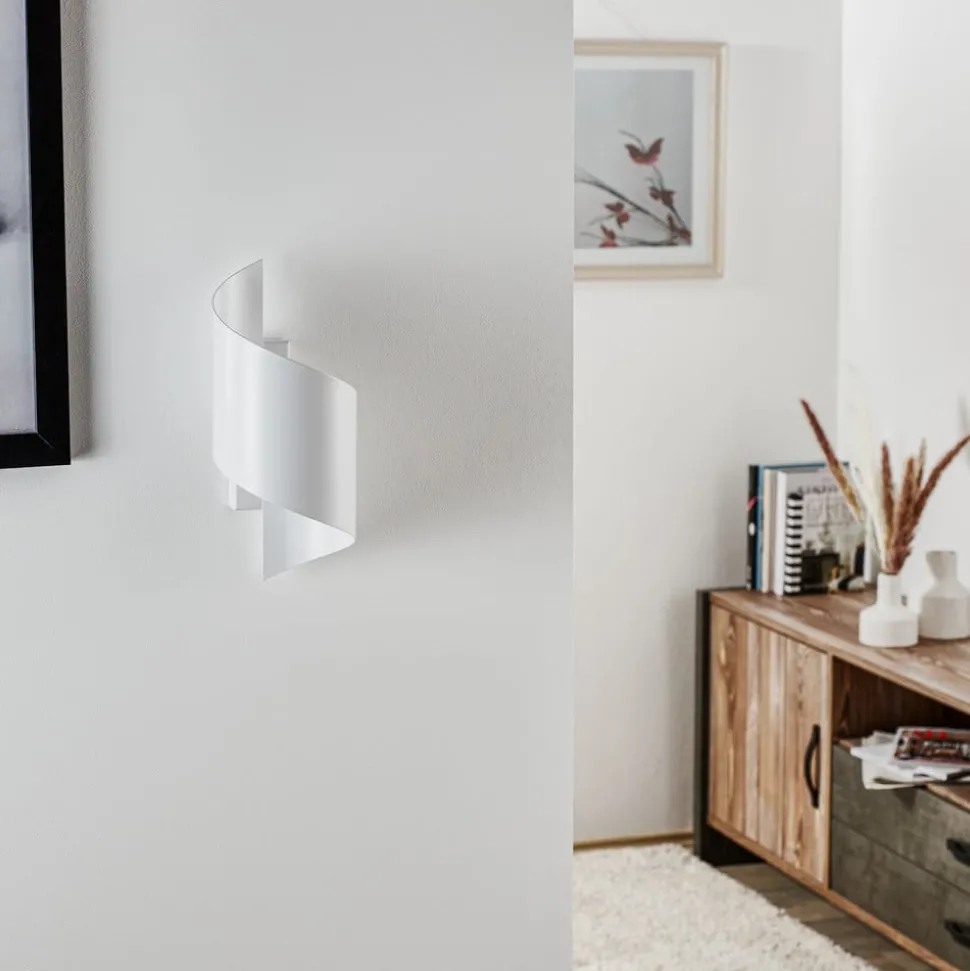 Wandlamp Spiner wit, hoogte 30 cm, staal