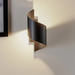 Wandlamp Spiner zwart, hoogte 30 cm, staal