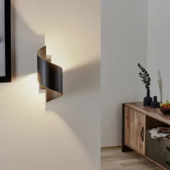 Wandlamp Spiner zwart, hoogte 30 cm, staal