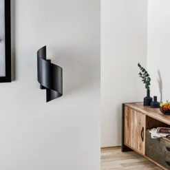 Wandlamp Spiner zwart, hoogte 30 cm, staal