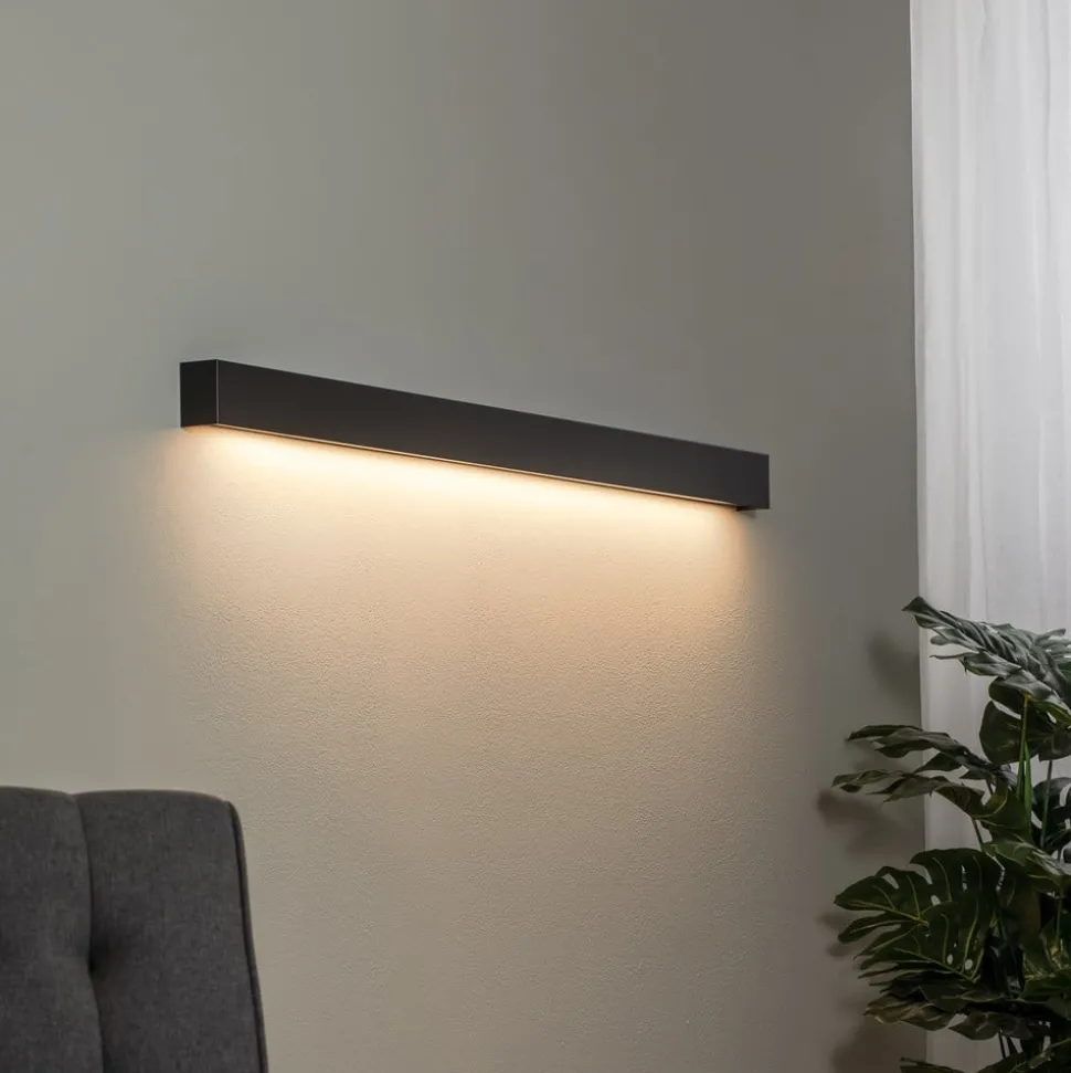 Wandlamp Straight L, 122 cm, zwart