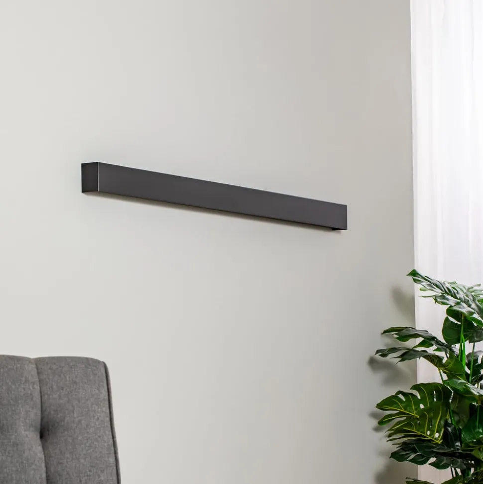 Wandlamp Straight L, 122 cm, zwart