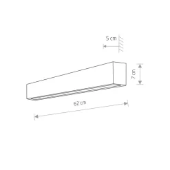 Wandlamp Straight S, 62 cm, wit