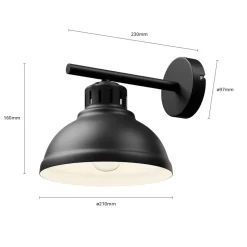 Wandlamp Sven, zwart, metaal, 1-lamp