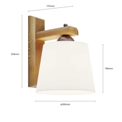 Wandlamp Sweden met houten frame, notenhout eiken