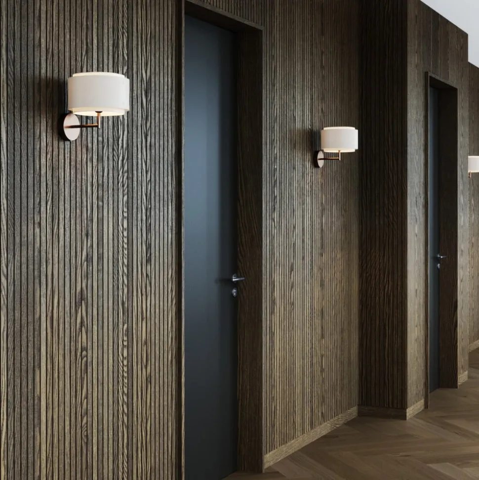 Wandlamp Takai met dubbellaags stoffen kap