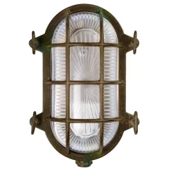 Wandlamp Tortuga ovaal 22,5cm messing ant./helder