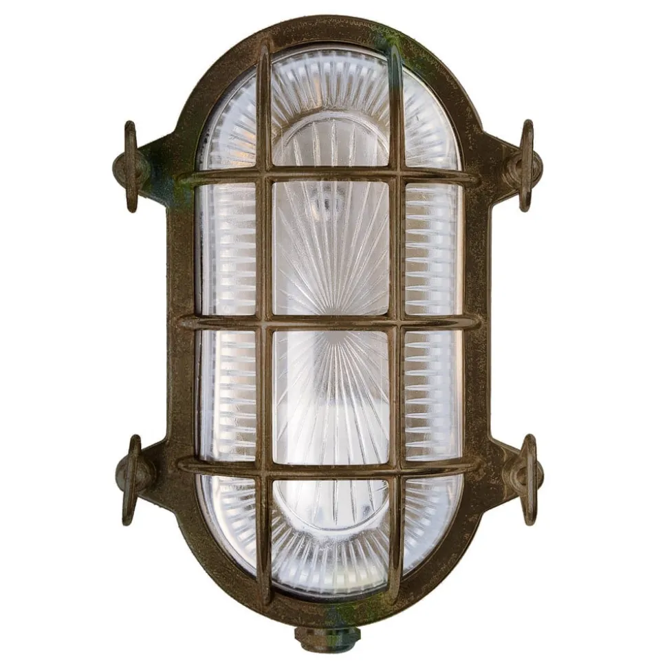 Wandlamp Tortuga ovaal 22,5cm messing ant./helder