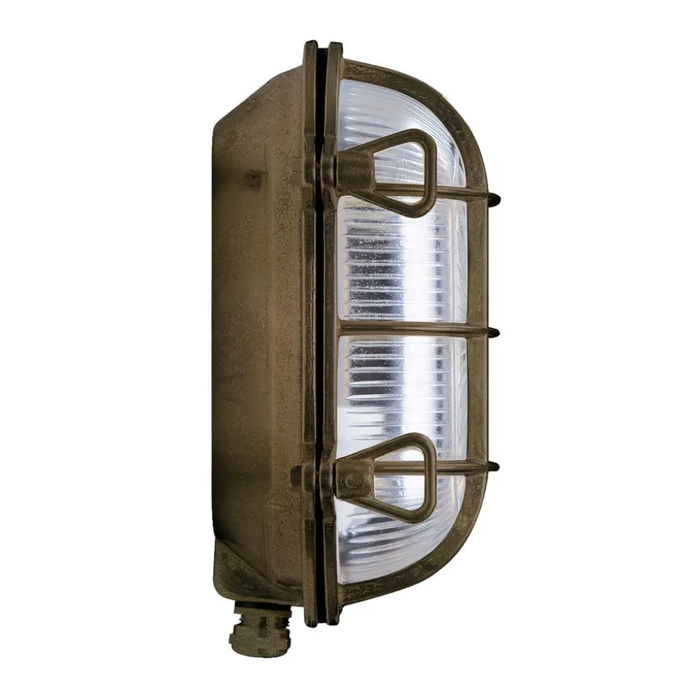 Wandlamp Tortuga ovaal 22,5cm messing ant./helder