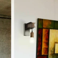 Wandlamp Townshend van staal, bruin