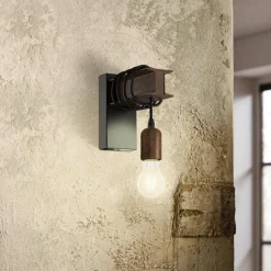 Wandlamp Townshend van staal, bruin