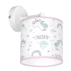 Wandlamp Unicorn, wit, met eenhoornmotief