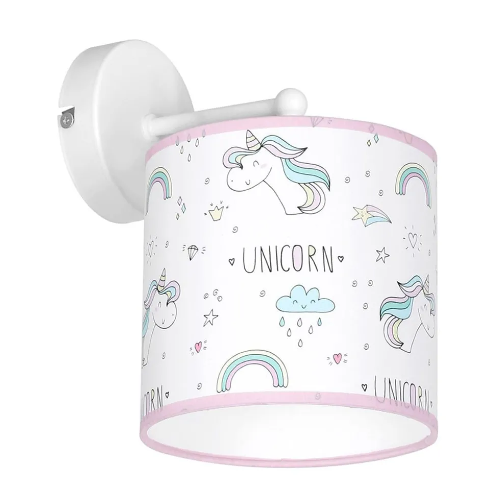 Wandlamp Unicorn, wit, met eenhoornmotief