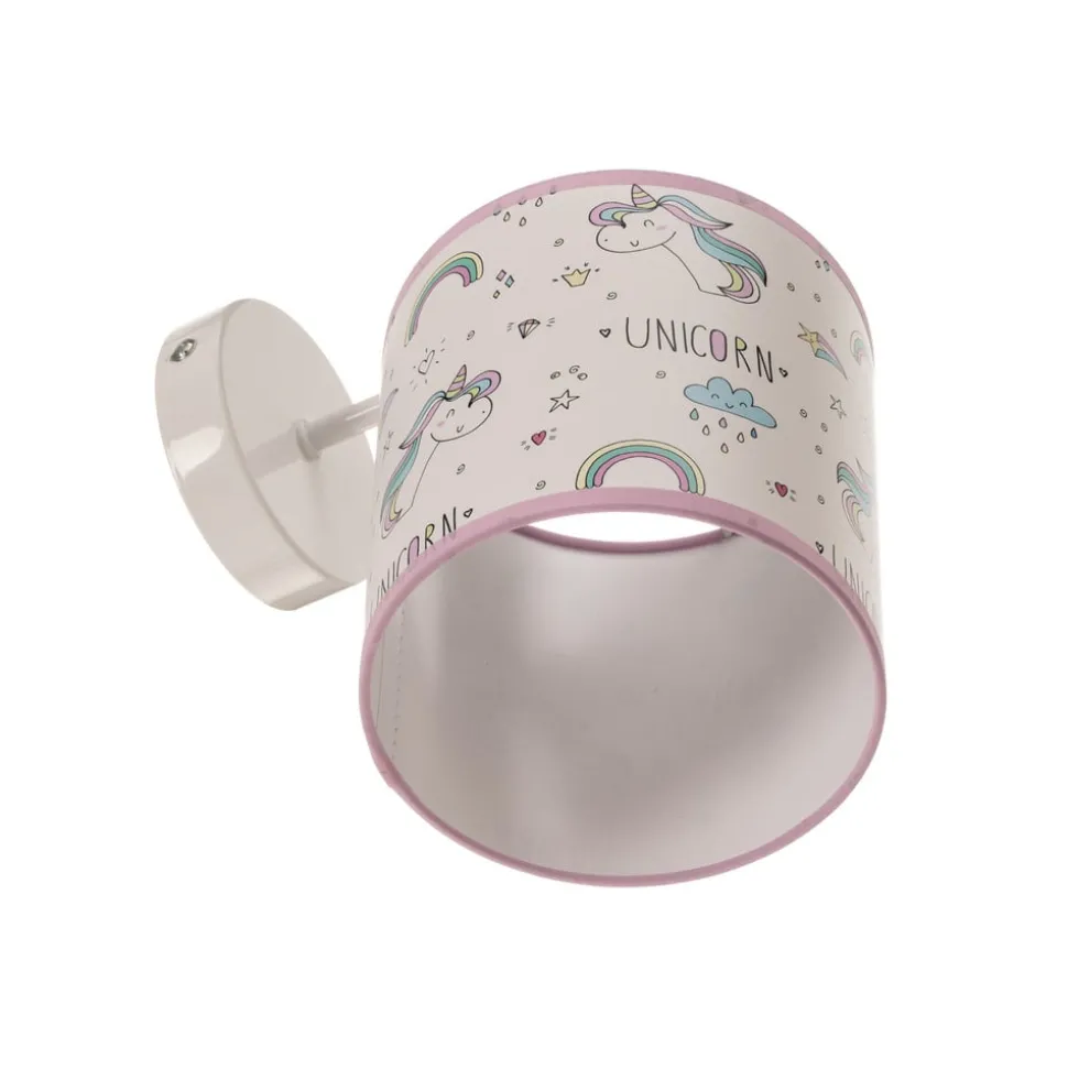 Wandlamp Unicorn, wit, met eenhoornmotief