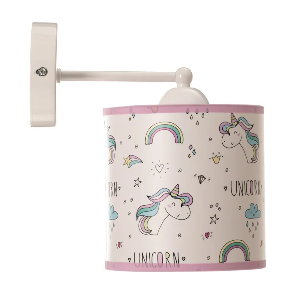 Wandlamp Unicorn, wit, met eenhoornmotief