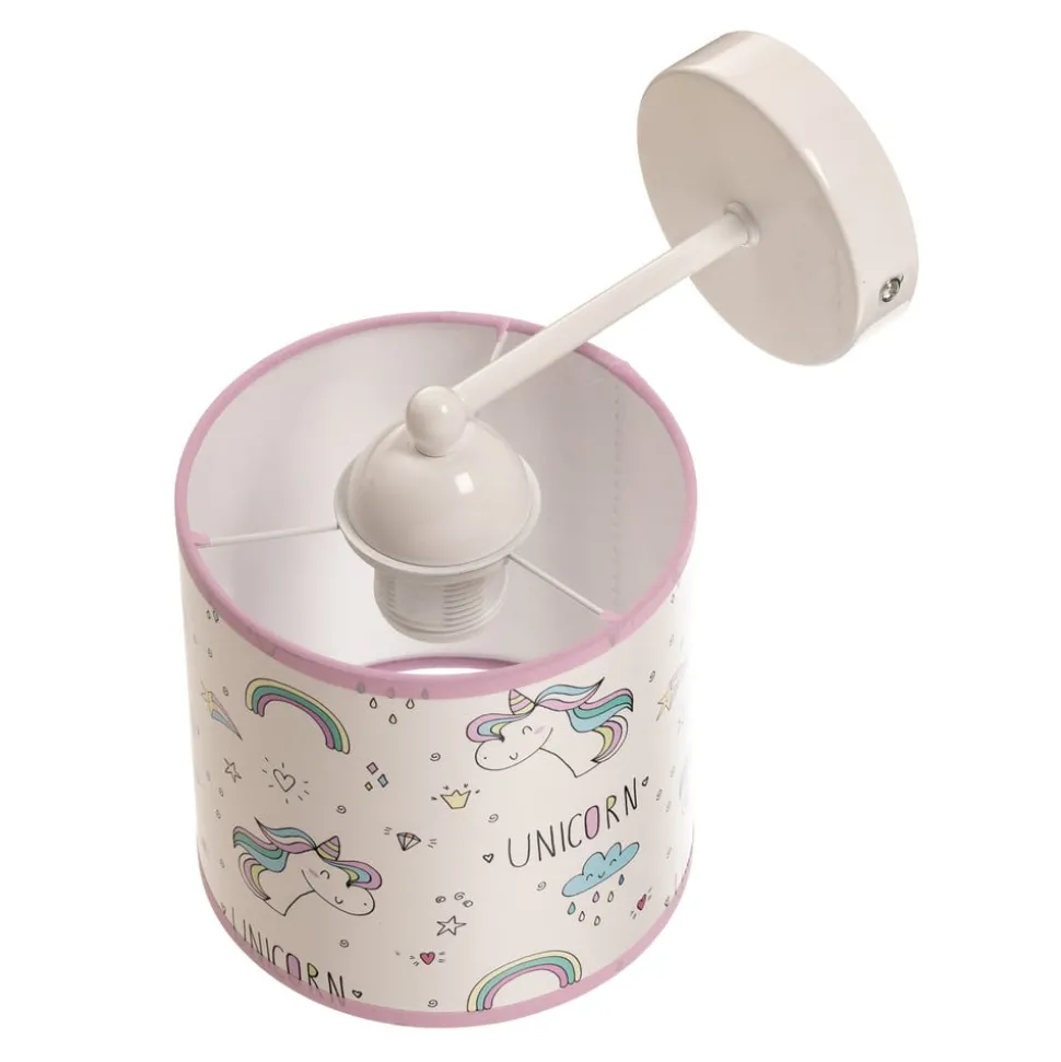 Wandlamp Unicorn, wit, met eenhoornmotief