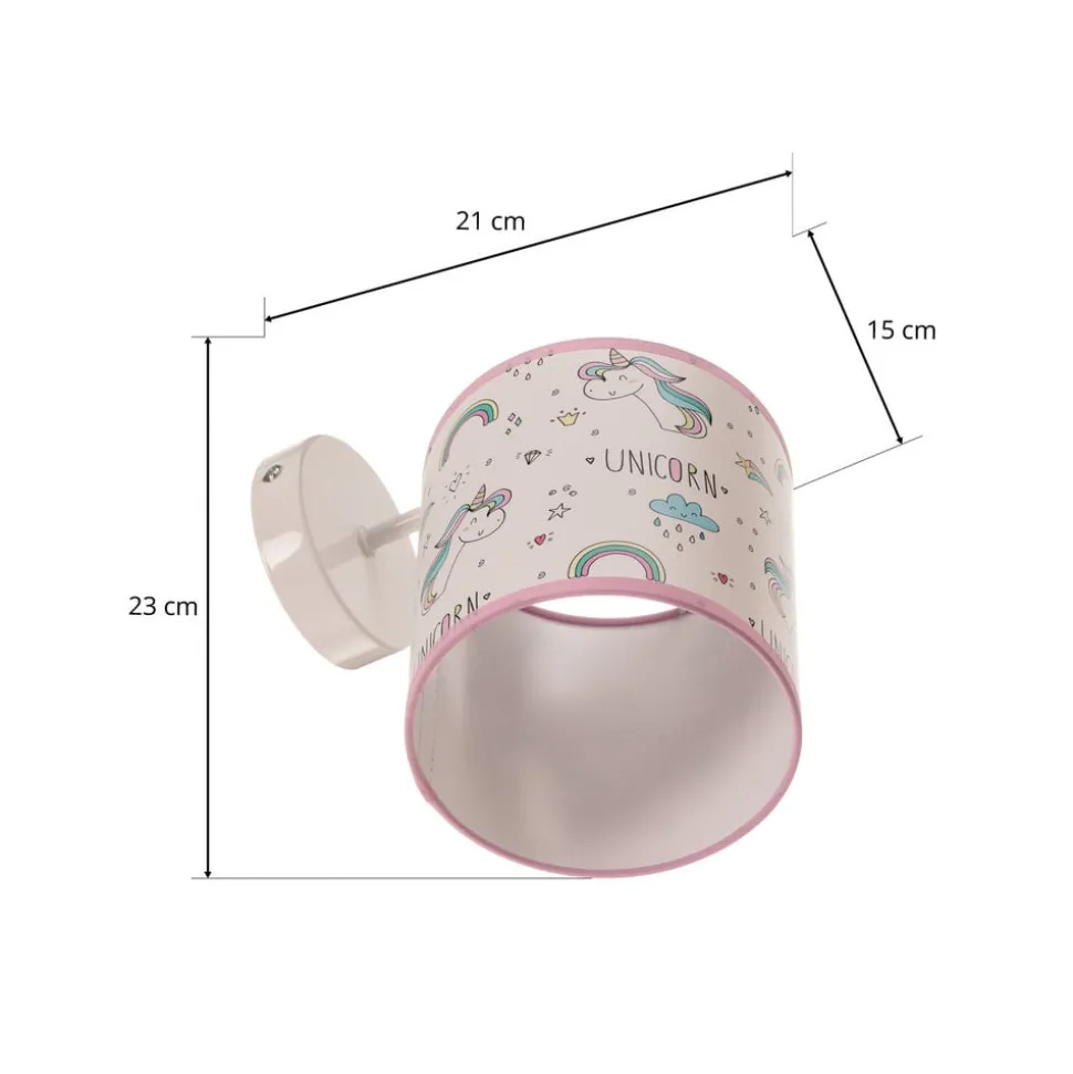 Wandlamp Unicorn, wit, met eenhoornmotief