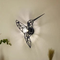 Wandlamp W-053 Lasercut, zwart vogelontwerp