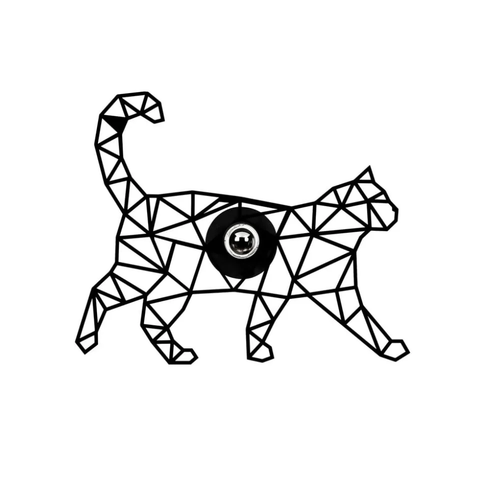 Wandlamp W-041, lasergesneden, ontwerp zwarte kat