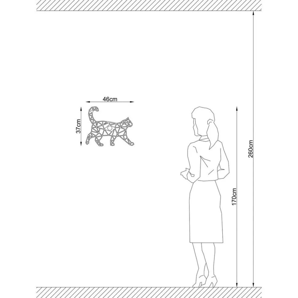 Wandlamp W-041, lasergesneden, ontwerp zwarte kat