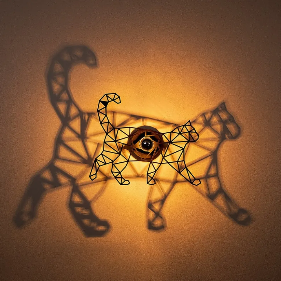 Wandlamp W-041, lasergesneden, ontwerp zwarte kat