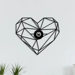 Wandlamp W-046, zwart, hartjesmotief, MDF-hout lasergesneden