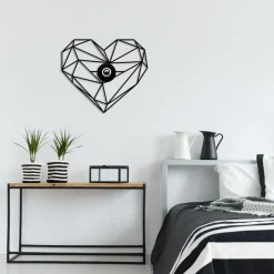 Wandlamp W-046, zwart, hartjesmotief, MDF-hout lasergesneden