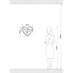 Wandlamp W-046, zwart, hartjesmotief, MDF-hout lasergesneden