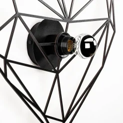 Wandlamp W-046, zwart, hartjesmotief, MDF-hout lasergesneden