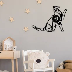 Wandlamp W-037, zwart, kattenmotief, MDF-hout, lasergesneden