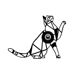 Wandlamp W-037, zwart, kattenmotief, MDF-hout, lasergesneden