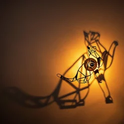 Wandlamp W-037, zwart, kattenmotief, MDF-hout, lasergesneden