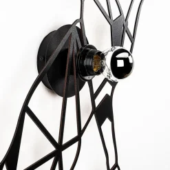 Wandlamp W-037, zwart, kattenmotief, MDF-hout, lasergesneden