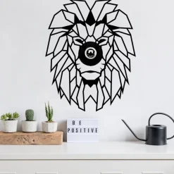 Wandlamp W-056, zwart, leeuwendesign, MDF-hout lasergesneden