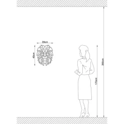 Wandlamp W-056, zwart, leeuwendesign, MDF-hout lasergesneden