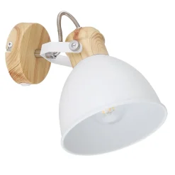 Wandlamp Wiho van metaal, wit/houtoptiek, 1-lamp