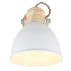 Wandlamp Wiho van metaal, wit/houtoptiek, 1-lamp