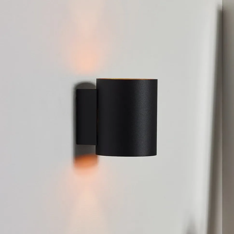 Wandlamp Xera, zwart, Ø 8 cm, downlight, aluminium