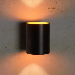 Wandlamp Xera, zwart, Ø 8 cm, downlight, aluminium