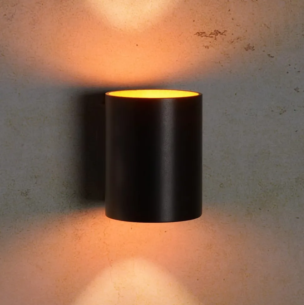 Wandlamp Xera, zwart, Ø 8 cm, downlight, aluminium