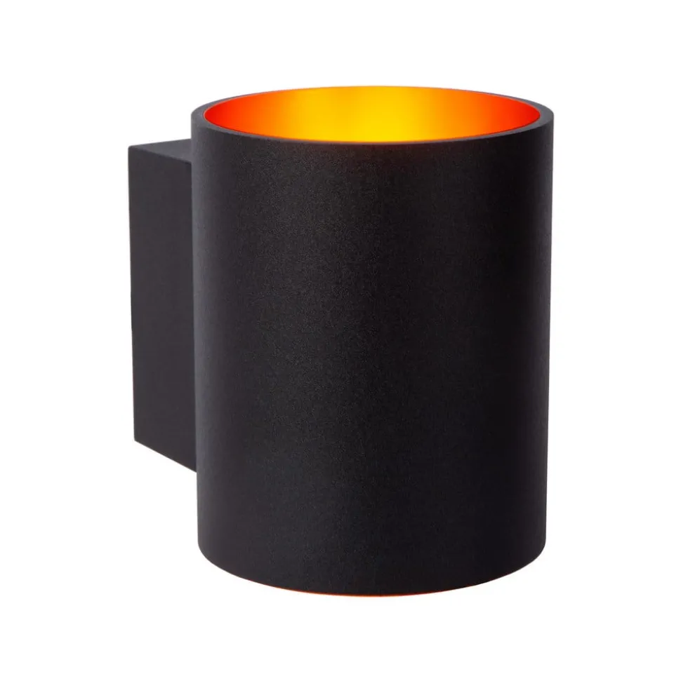 Wandlamp Xera, zwart, Ø 8 cm, downlight, aluminium